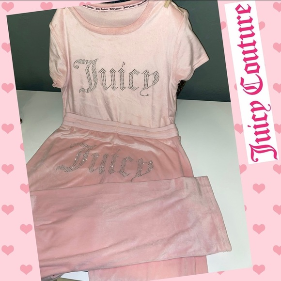 Juicy Couture Tops - New Juicy Couture Pink Velour Bling Top & Pants 2 Piece Set